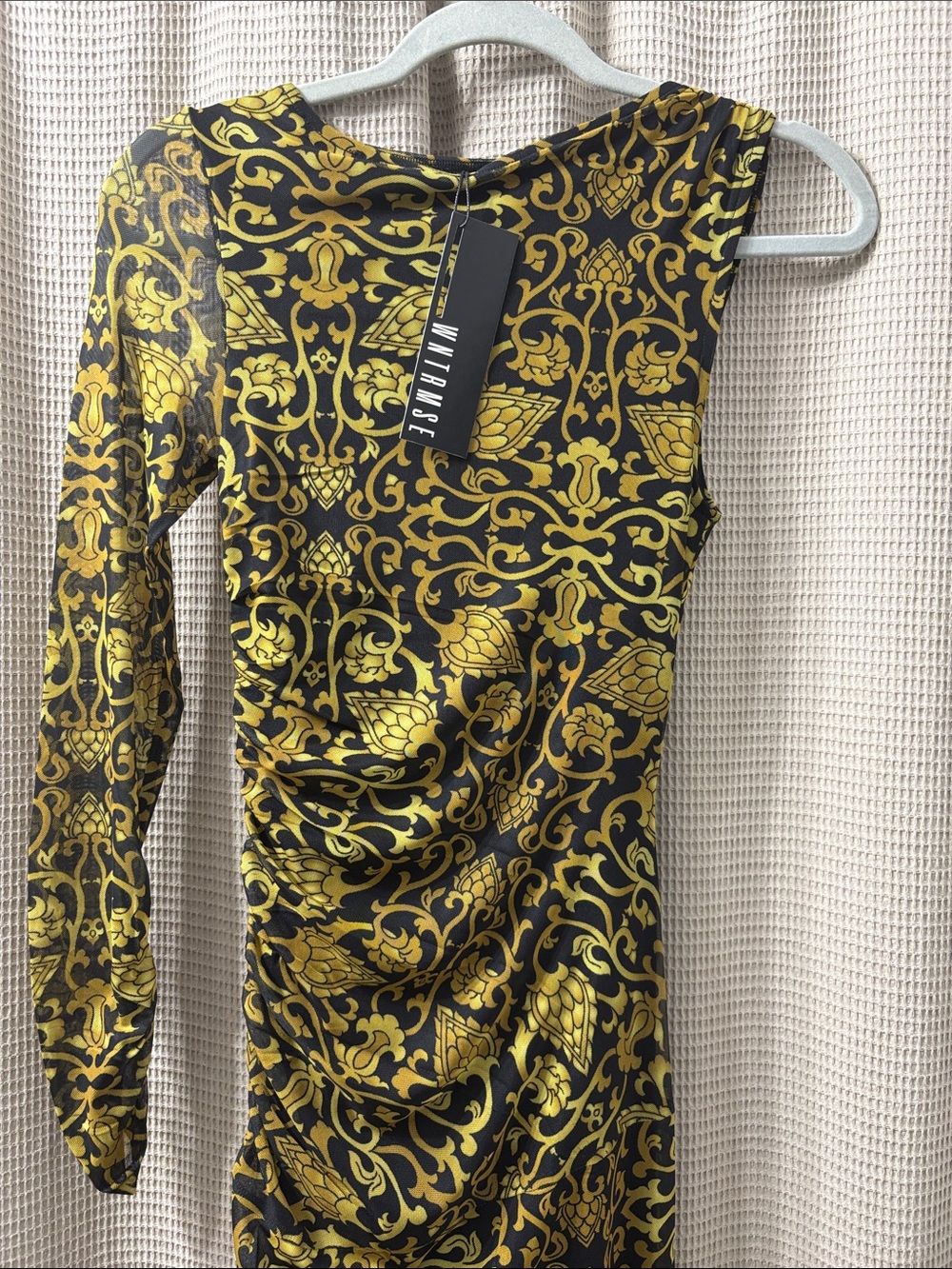 WNTRMSE Black & Gold One-Shoulder Ruched Dress - Picture 6 of 13